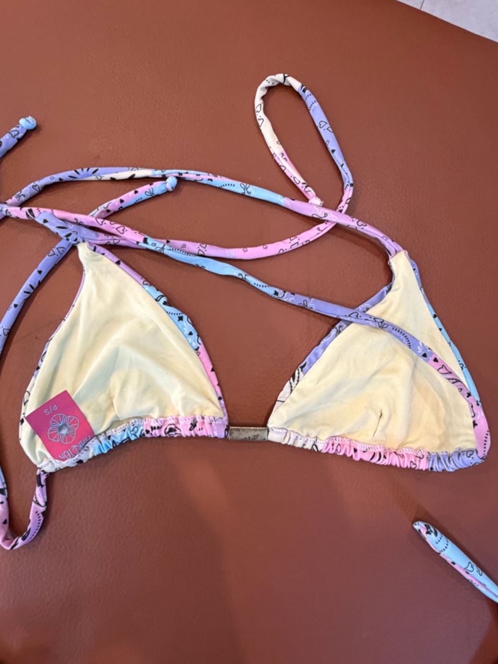 Maretoa Brazilian Bikini Set Top S Bottom M Patchwork Tie Side - Picture 6 of 7